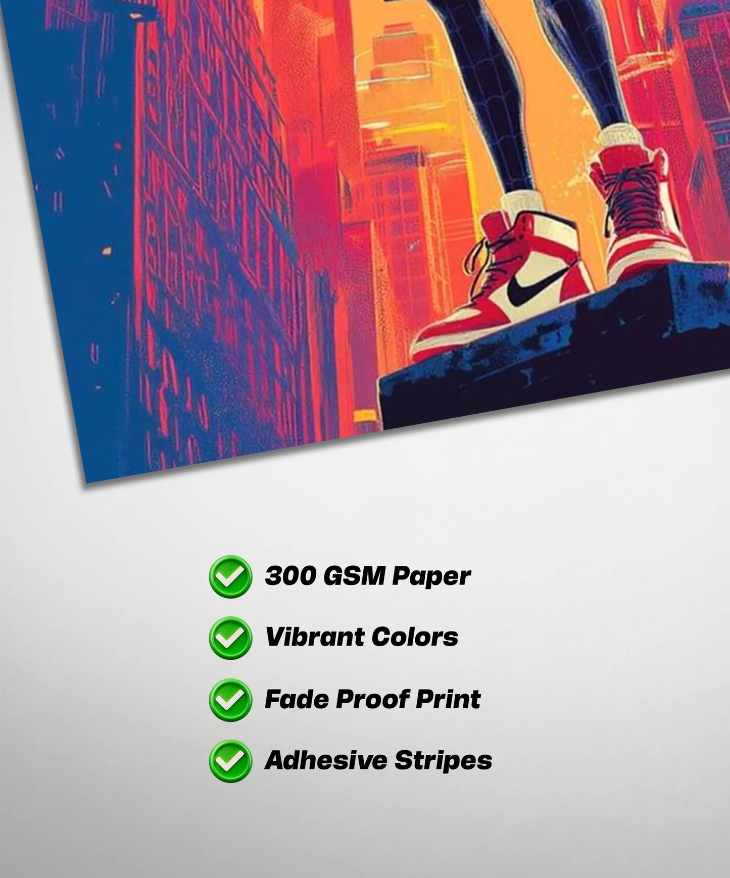 Miles Morales Street Hero Poster | Neon City Superhero Wall Art | Spiderman