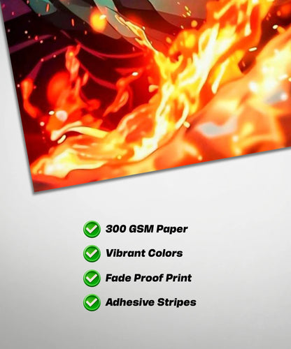 Tanjiro Flame Breathing Poster | Demon Slayer Anime Wall Art