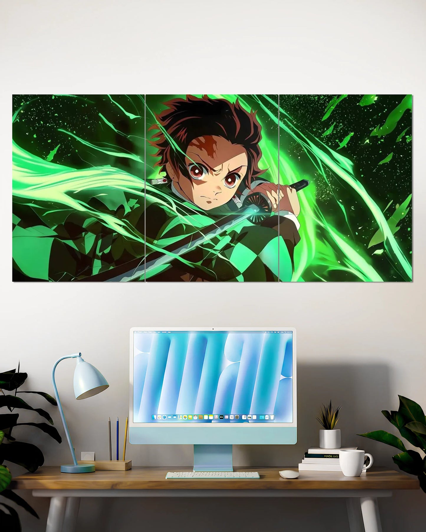 Tanjiro Kamado Green Aura Split Wall Poster