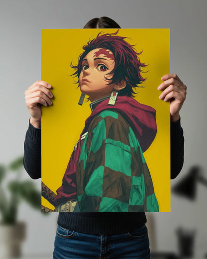 Tanjiro Yellow Aesthetic Poster | Demon Slayer Anime Wall Art