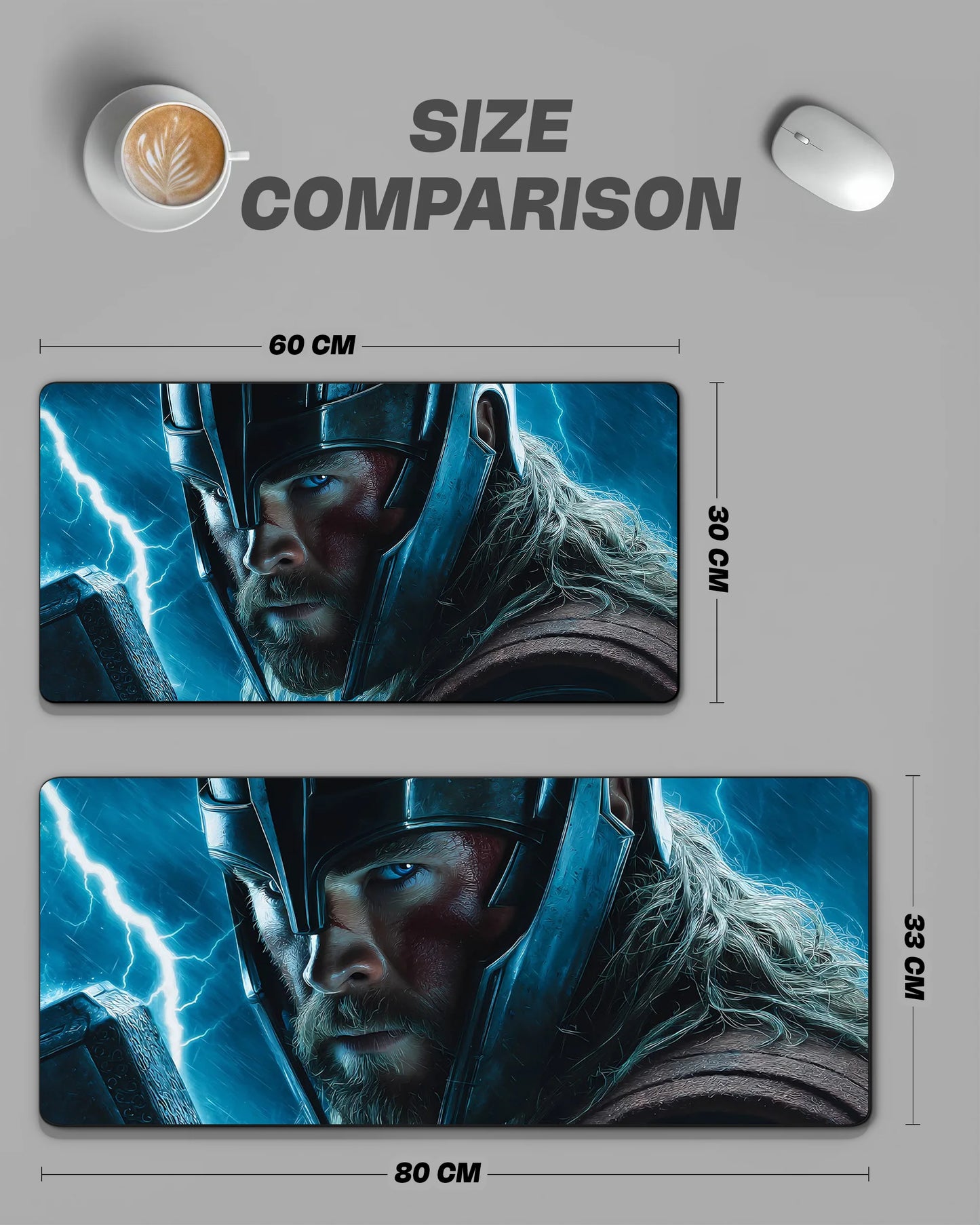 Thor Lightning Desk Mat | Marvel Superhero Extended Gaming & Office Mouse Pad