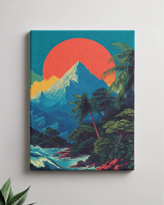 Tropical Mountain Sunset Canvas Print | Modern Landscape Wall Art