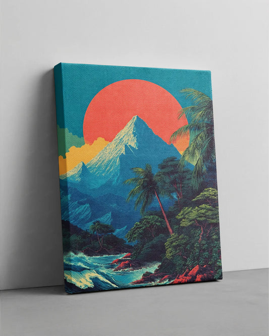 Tropical Mountain Sunset Canvas Print | Modern Landscape Wall Art