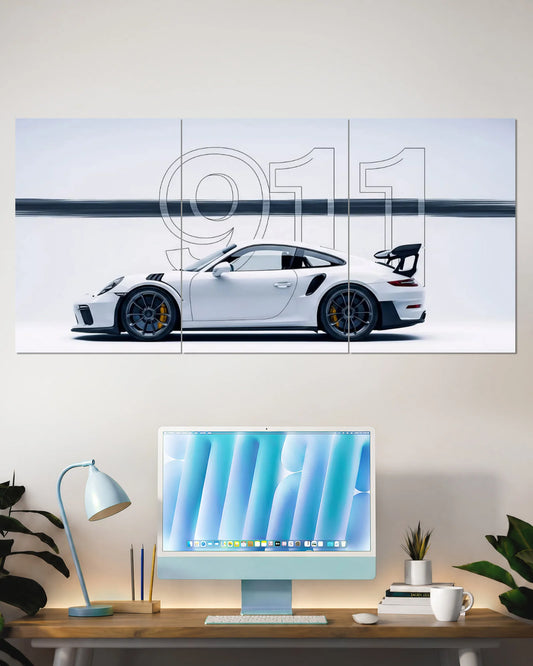 Porsche 911 White Sports Car Wall